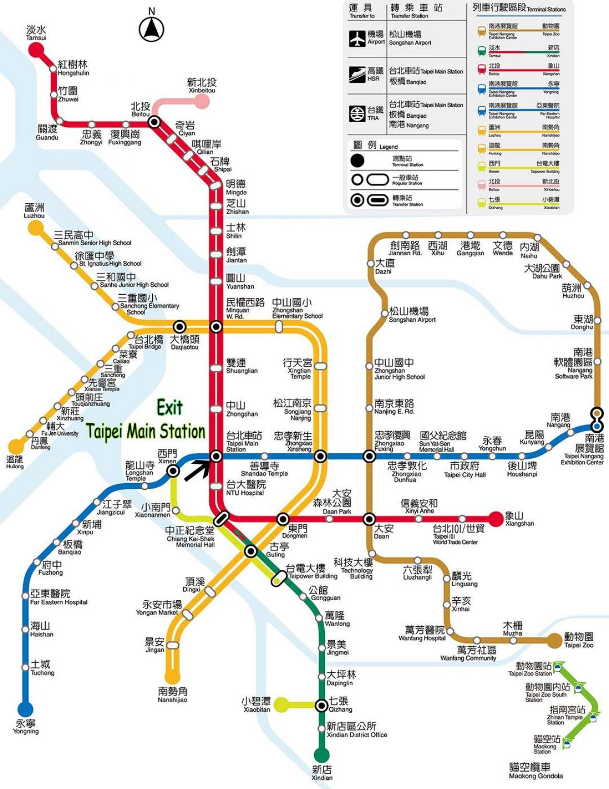 mapa Taipei autobus geltokia
