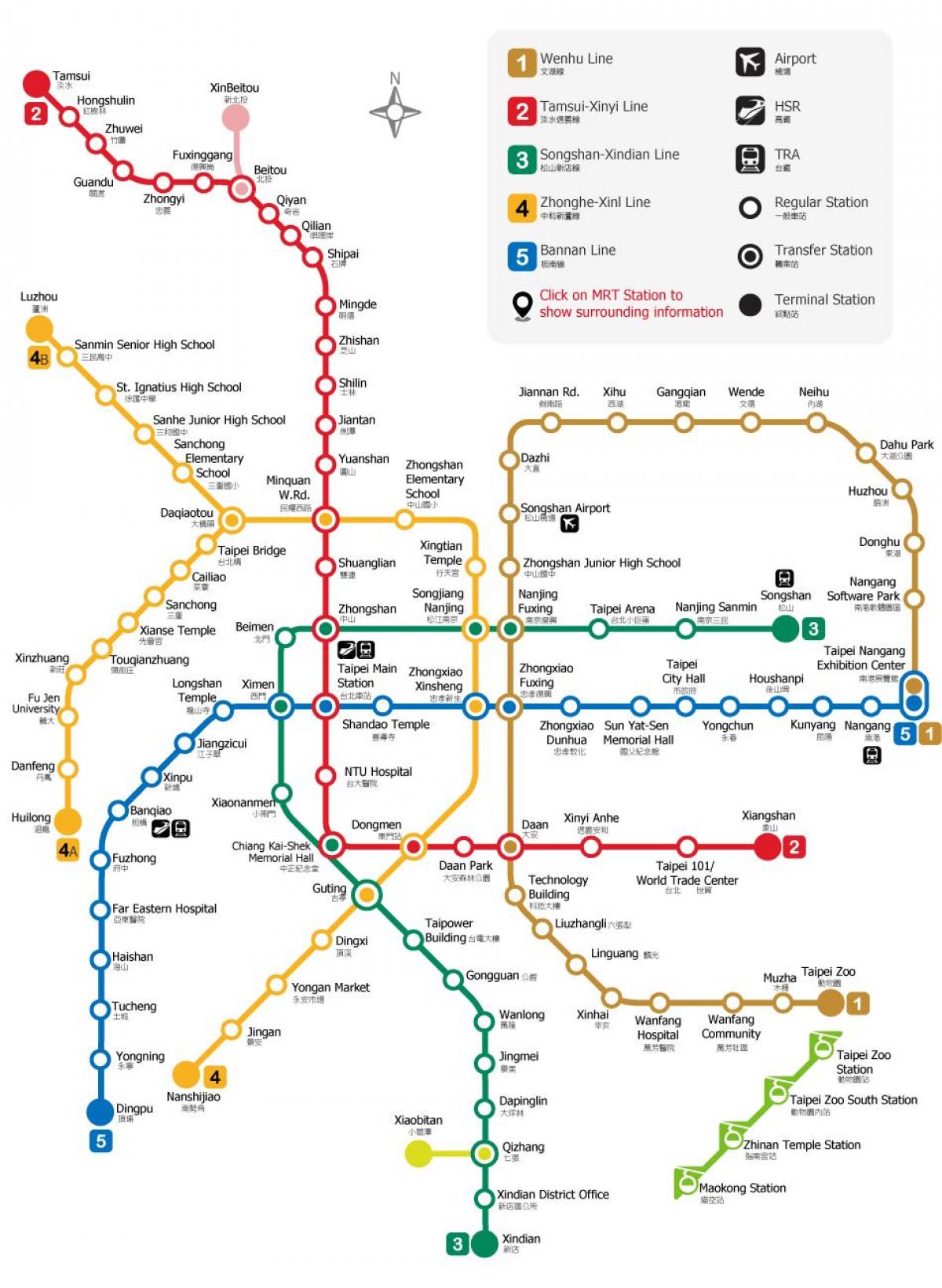Taipei metro geltokia mapa