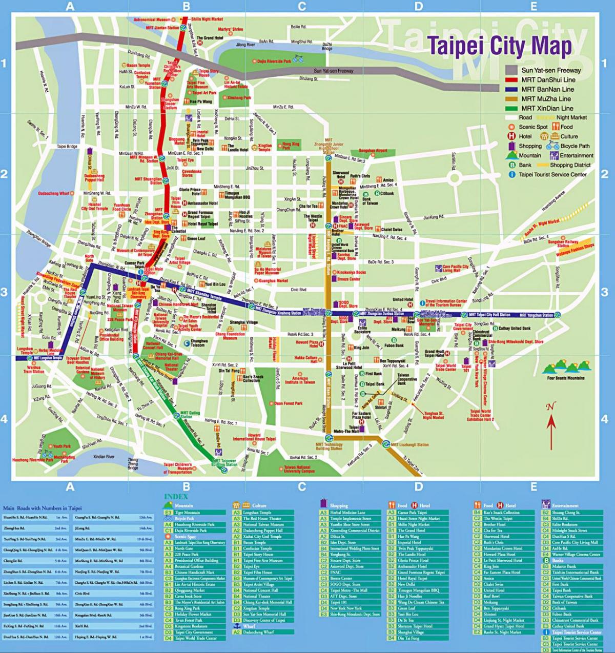 Taipei turismo lekuak mapa